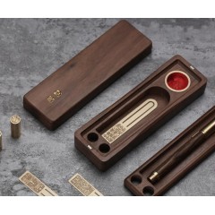 便携文具胡桃木款套装