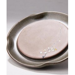 [精选茶器]冬梅手绘绿釉壶承