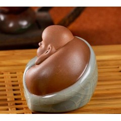哈哈佛开片哥窑紫砂陶茶宠