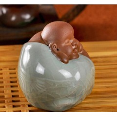 哈哈佛开片哥窑紫砂陶茶宠